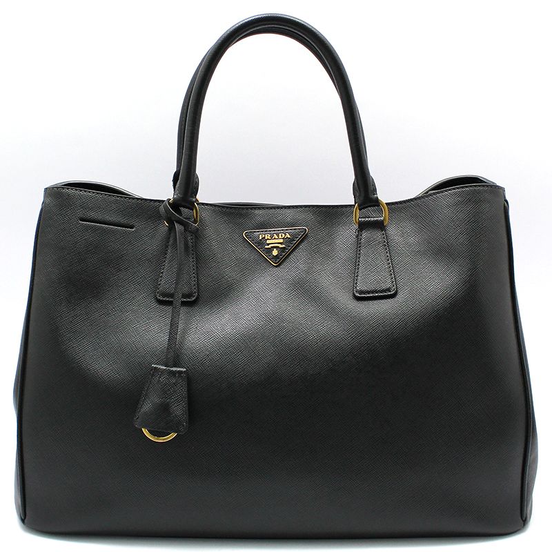 Prada Black Saffiano Lux Gold Logo Tote Bag BN1844