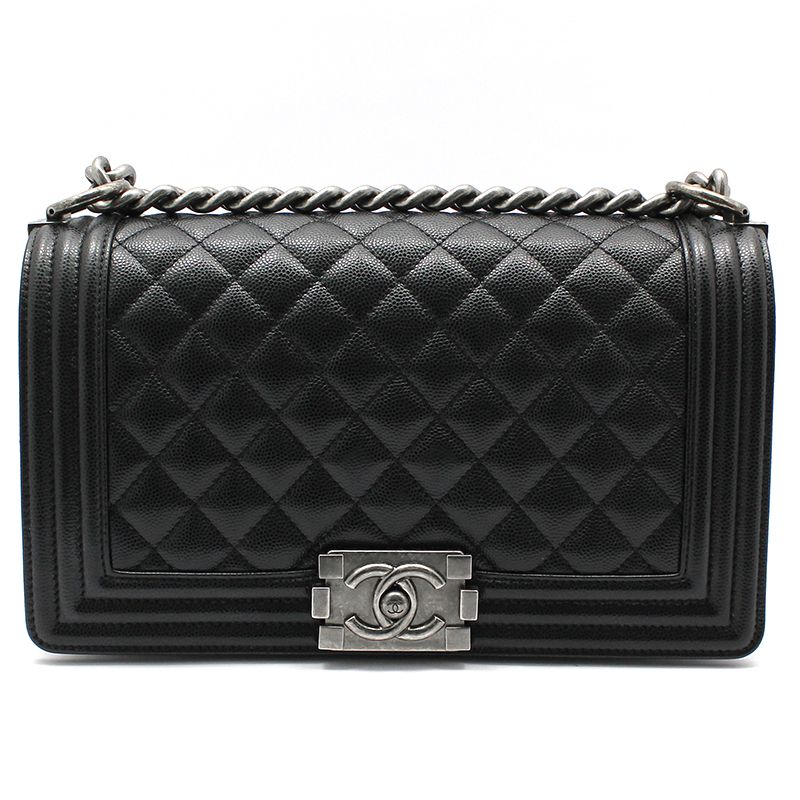 CHANEL Black Caviar Boy Bag Medium Shoulder Bag A67086
