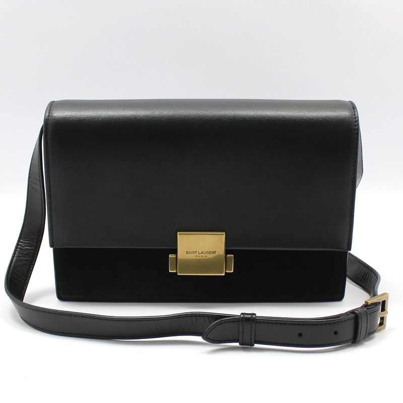 Saint Laurent Black Leather Belshas Medium Satchel Crossbody Bag 482044