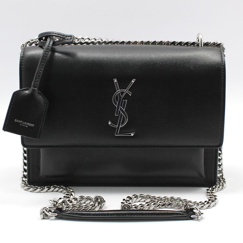 Saint Laurent Black Ejang Monogram Sunset Medium Chain Shoulder Bag 442906