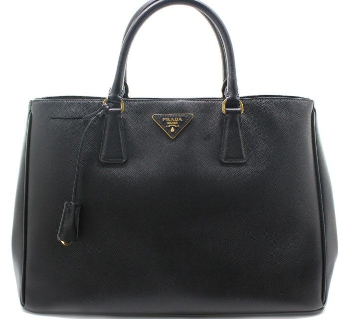 Prada Black Saffiano Gold Trim Tote Bag BN1844
