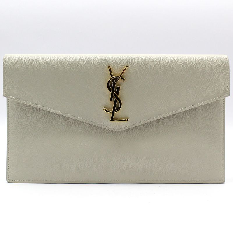 Saint Laurent Monogram Envelope Cream Uptown Clutch 565739