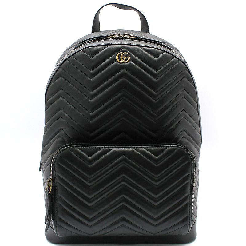 Gucci Black Matelasse Chevron Gold Mont Mont Backpack 523405