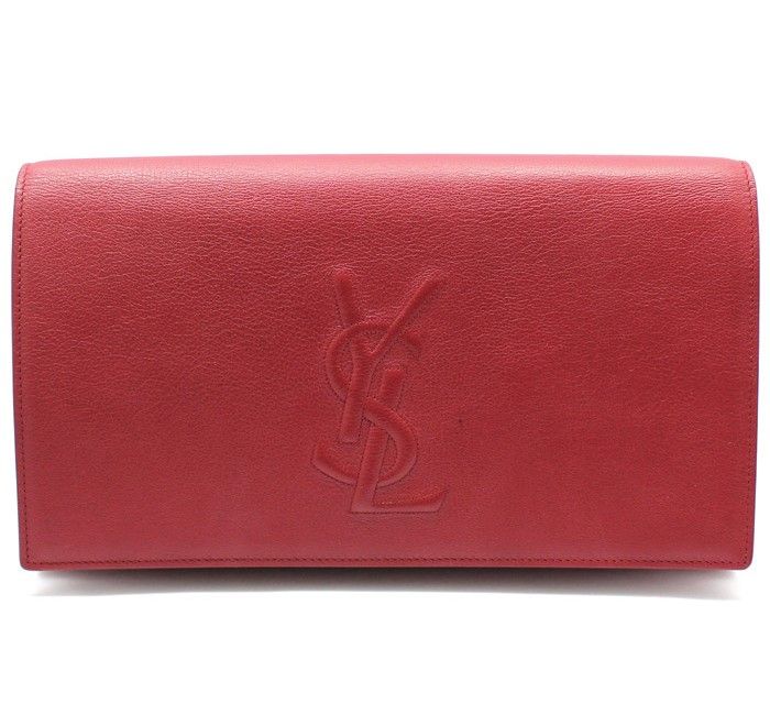 Saint Laurent Red Leather Velour Clutch 361120