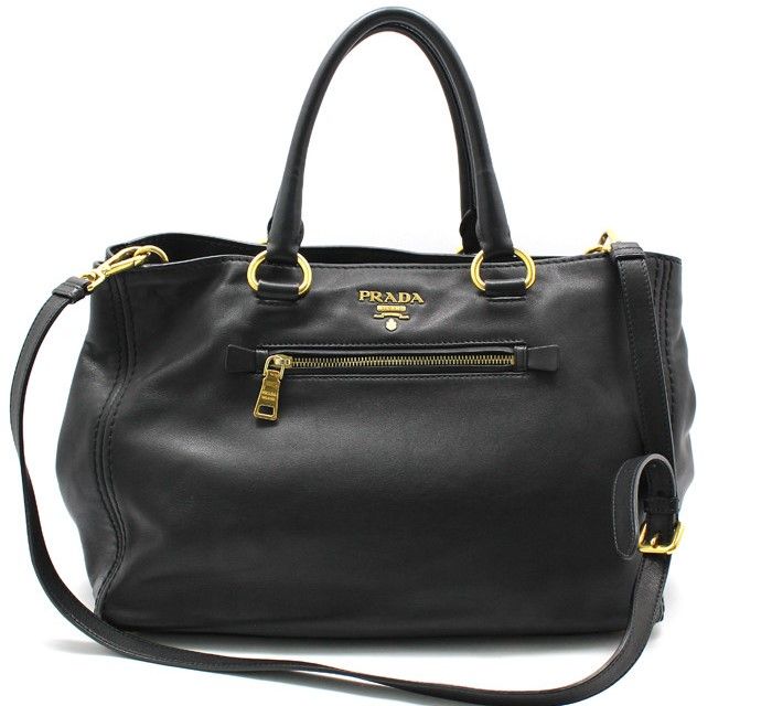 Prada Black Soft Calf Leather Shoulder Bag BN2103