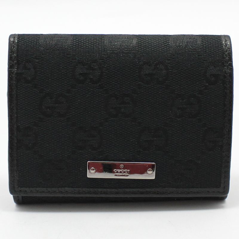 Gucci Black GG Logo Jacquard Card Wallet 131886