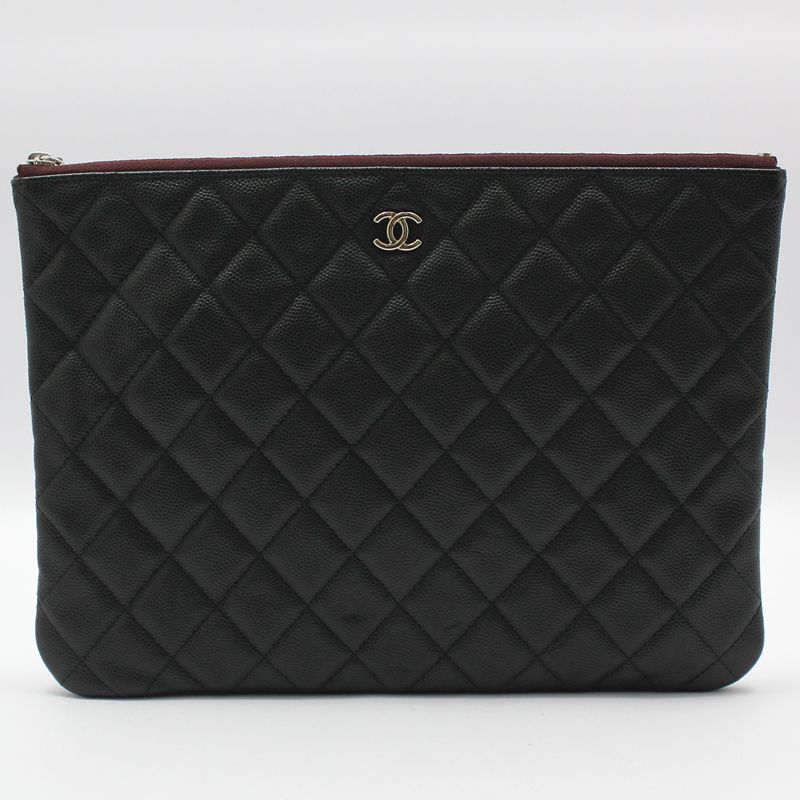 CHANEL Black Caviar Earrings New-Nim Clutch 29