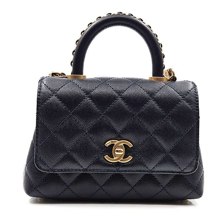 CHANEL Caviar Coco Handle Mini Chain Top Handle Bag 101924033