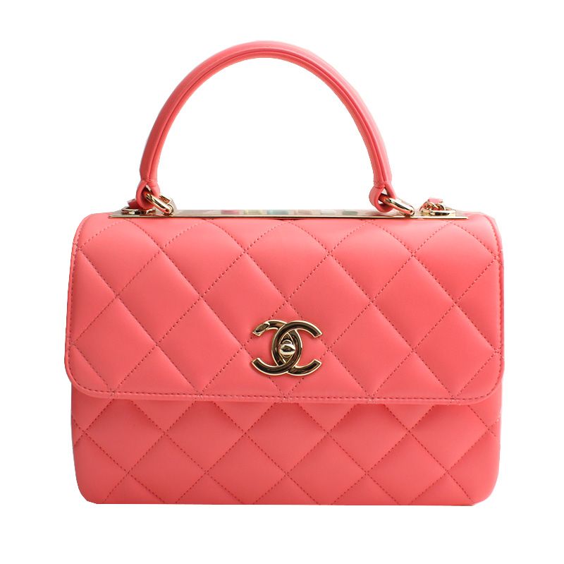 CHANEL Neon Coral Small Tote & Crossbody Bag - Trendy CC (SKU: CC123)