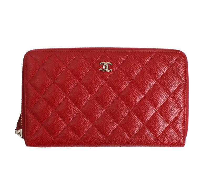 CHANEL Caviar Organizer Red iPhone Compatible Wallet 18th