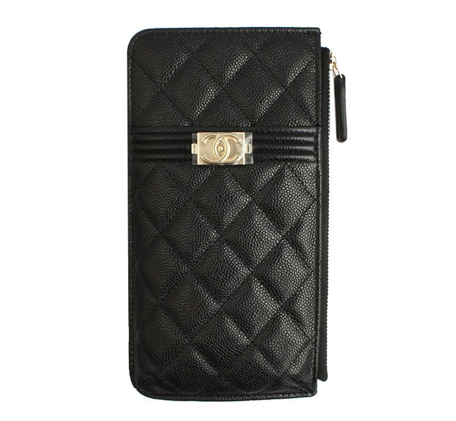 CHANEL Black Boy Caviar Quilted Wallet 31