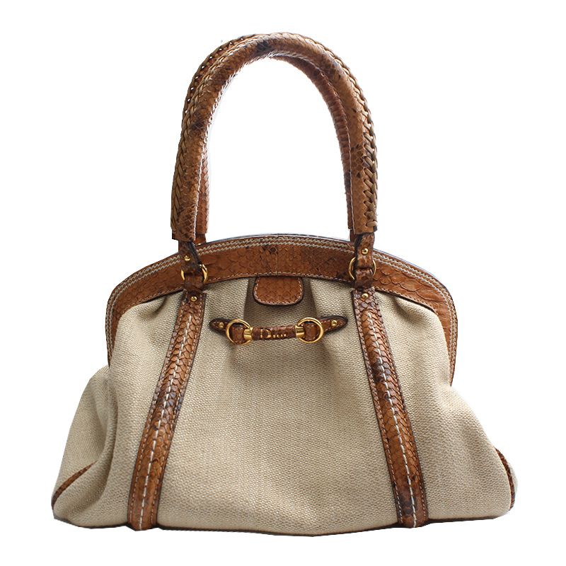 Dior Brown Python Trim Tote Bag SKU