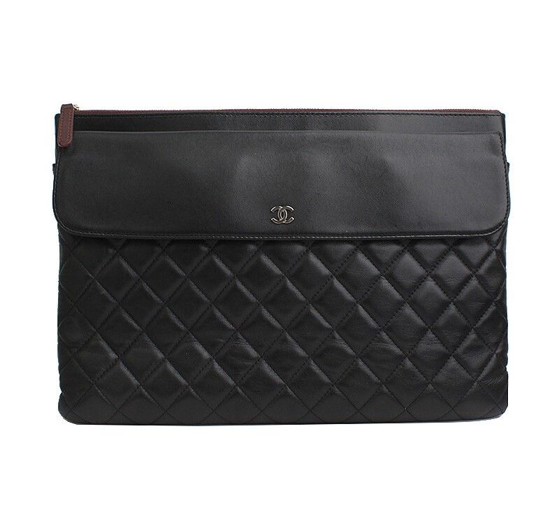 CHANEL Black Lambskin Flap Clutch 24 Series SKU
