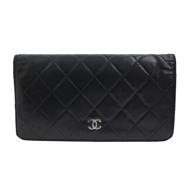 CHANEL Black Lambskin Flap Wallet 11th Series