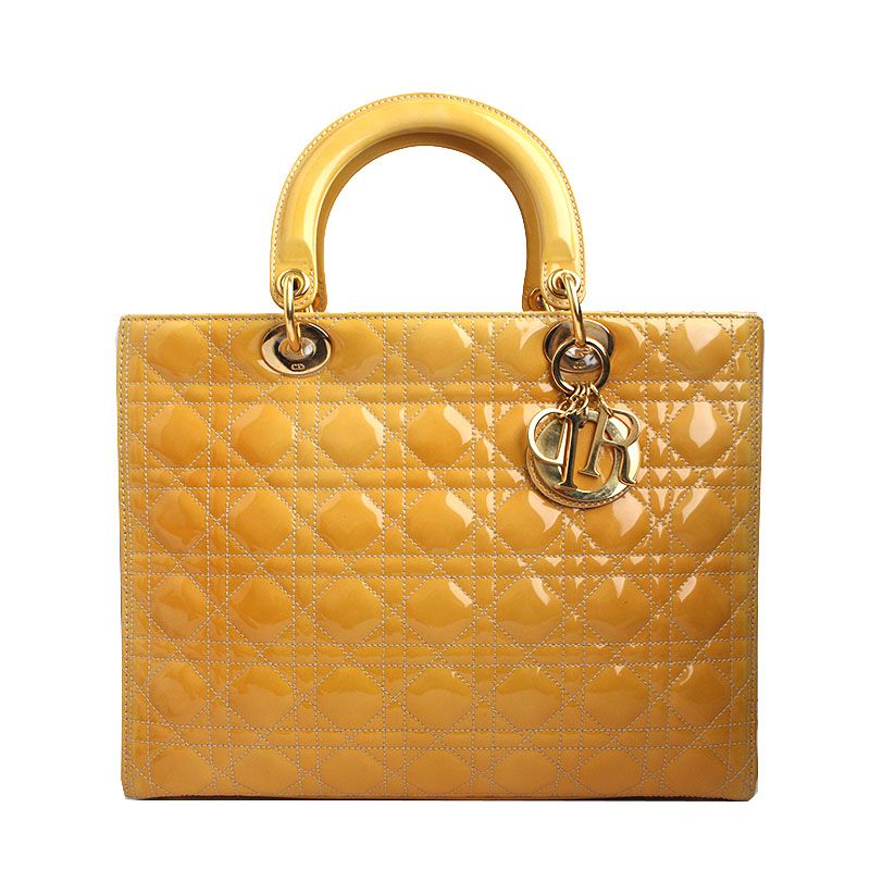 Dior Yellow Canage Pendent Lady Large Tote with Shoulder Bag SKU