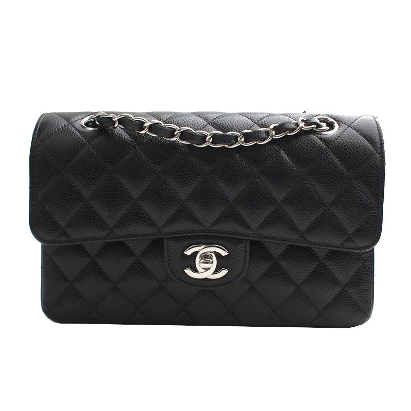 CHANEL Black Caviar Quilted CC Medium Clutch 29