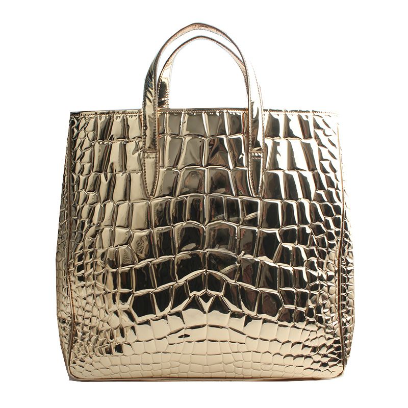 Saint Laurent Gold Mirror Wani Pattern Big Shopper Bag 135596.001998