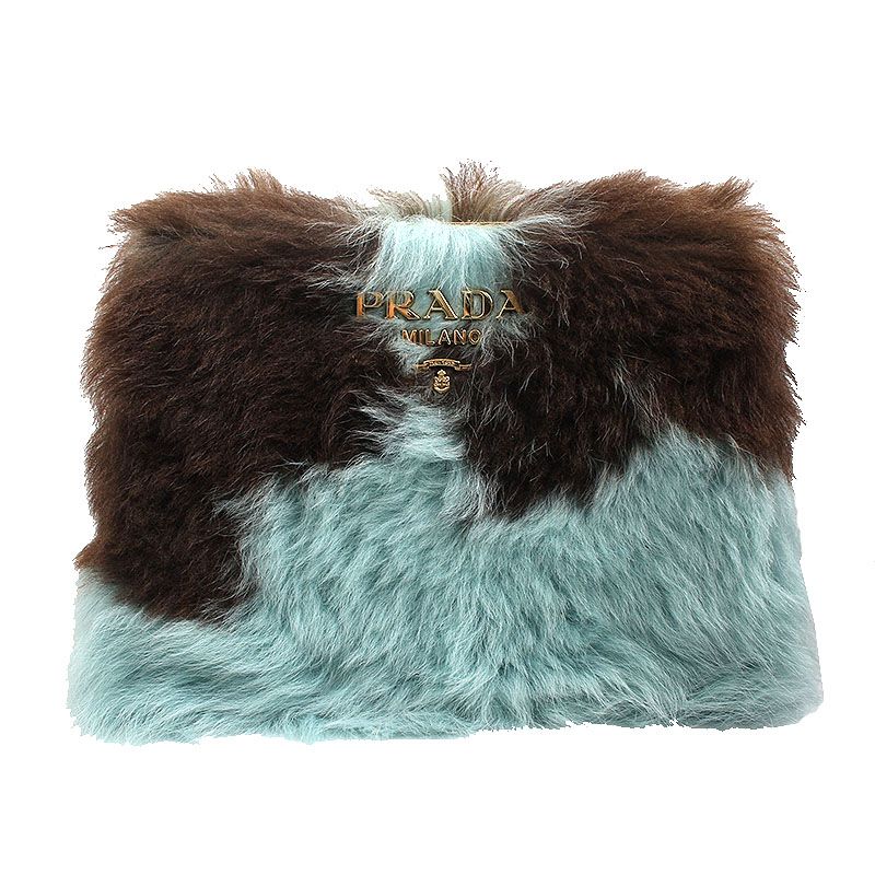 Prada Two-Tone Fur Crossbody Clutch Bag SKU123