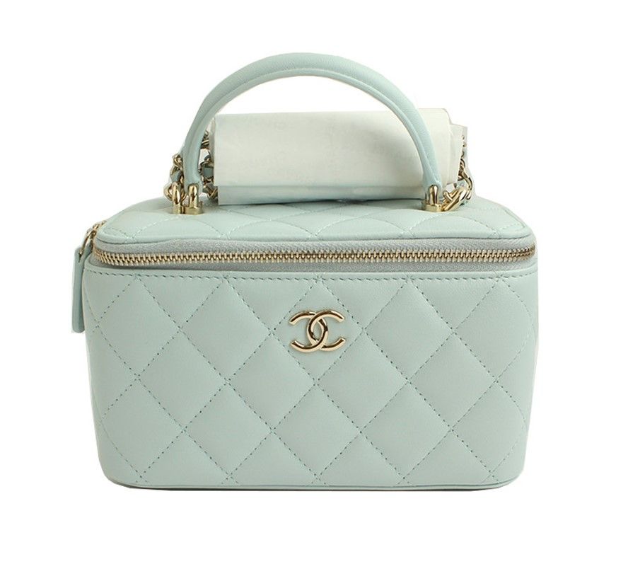CHANEL Sky Blue Lambskin Vanity Crossbody Bag (Size 31)