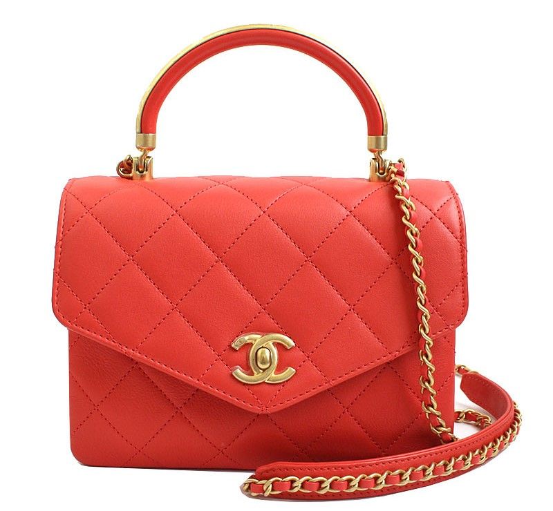 CHANEL Coral Red Tote Bag Crossbody 28th Series
