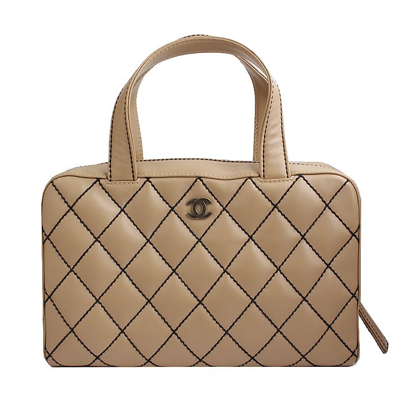 CHANEL Beige Lambskin Stitch Tote Bag 6th