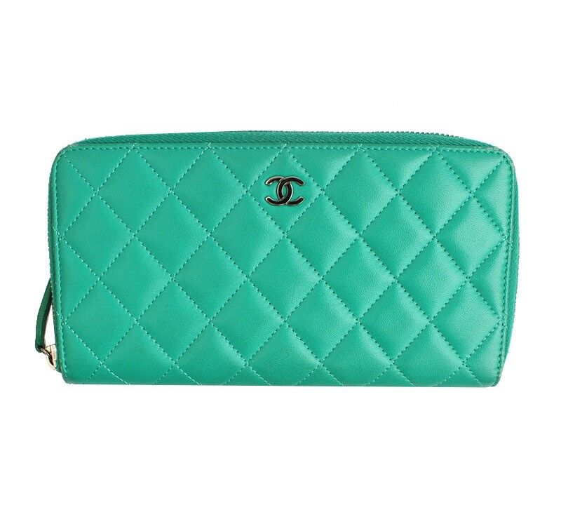 CHANEL Green Lambskin G Pouch Wallet 16th