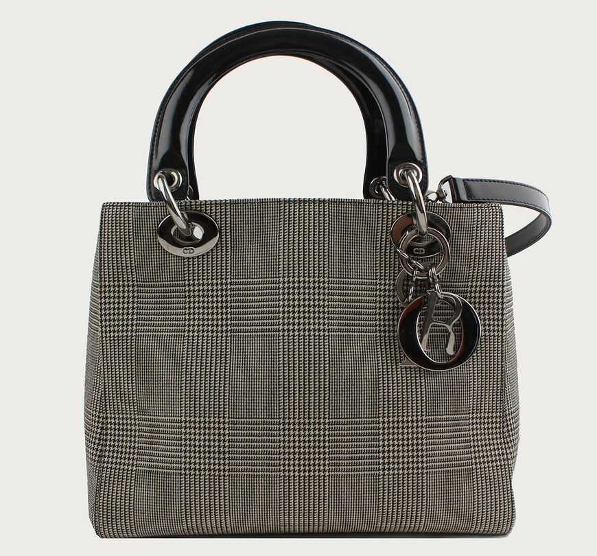 Dior Glen Check Fabric Lady Shoulder Tote Small - SKU