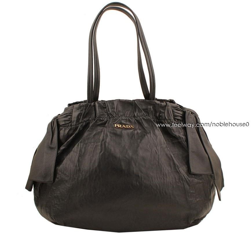 Prada Black Shirring Ribbon Shoulder Bag - SKU1234