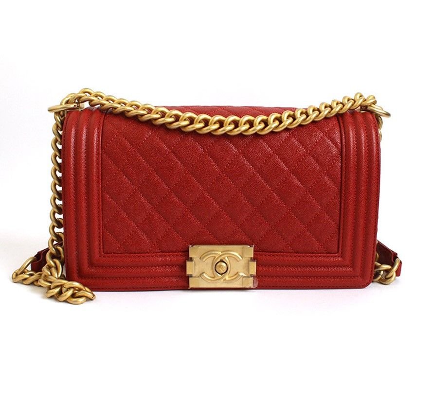 CHANEL Red Caviar Gold Crossbody Bag 27th