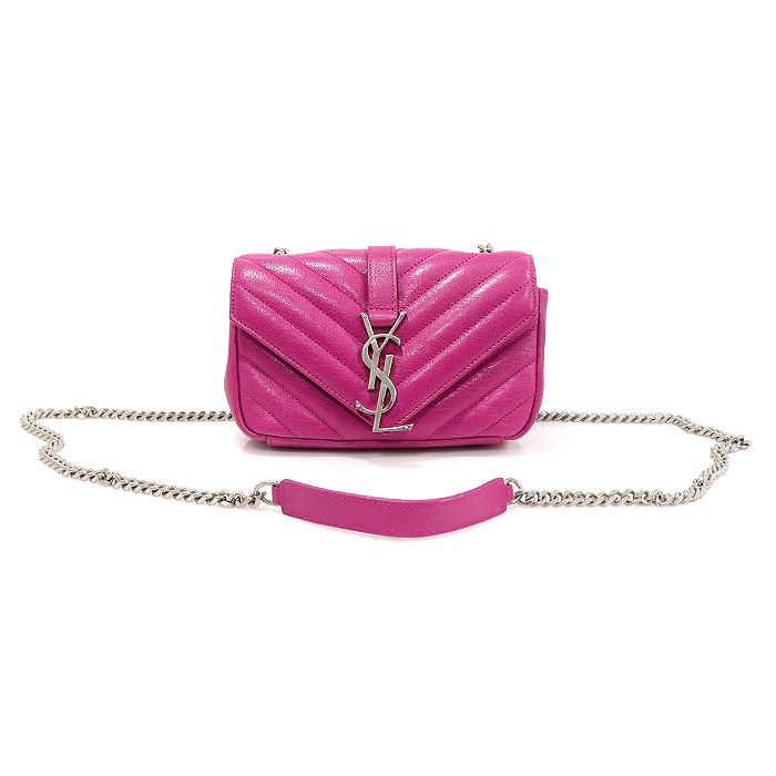 Saint Laurent Pink Monogram Matelasse Baby Satchel Shoulder Bag 401628