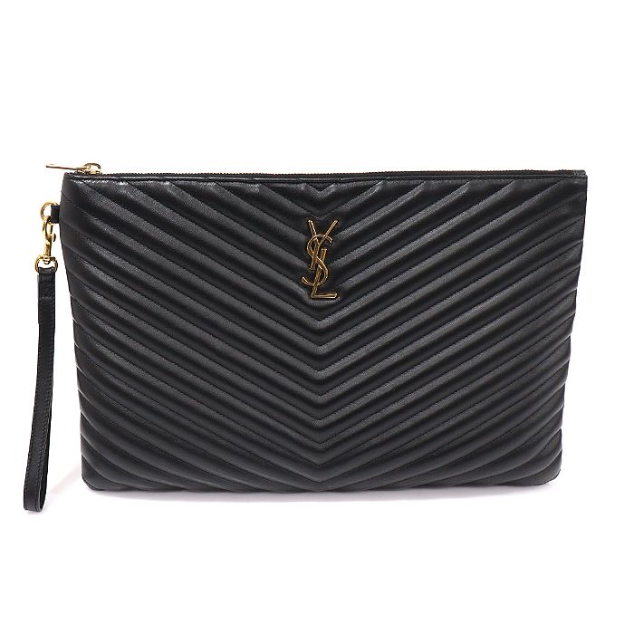 Saint Laurent Matelass Monogram Document Holder Clutch 440222 Black (SKU: EP10365YSL)