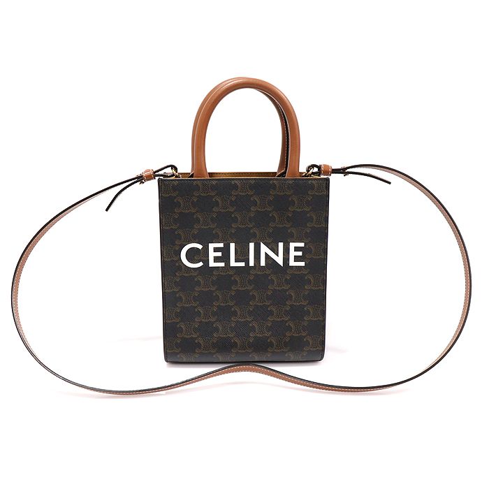 Celine Canvas Tan Calfskin Canvas Mini Vertical 2WAY 194372BZK.04LU