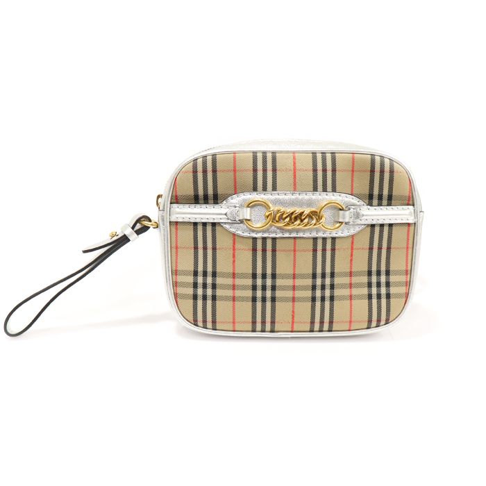 Burberry Check Silver Leather Belt Bag 1983 SKU 80073521