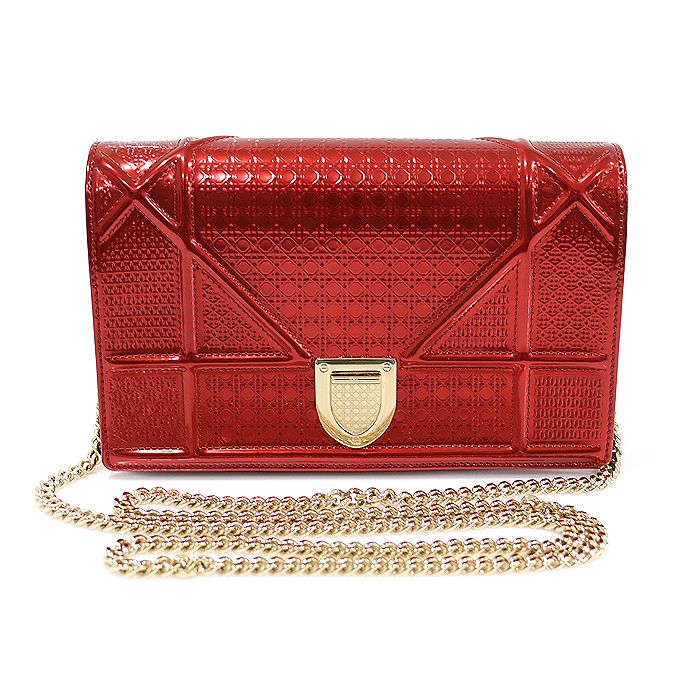 Dior Metallic Red Patent AMA Llama Chain WOC Clutch Crossbody S0328OSKN (SKU: CO50894CD)