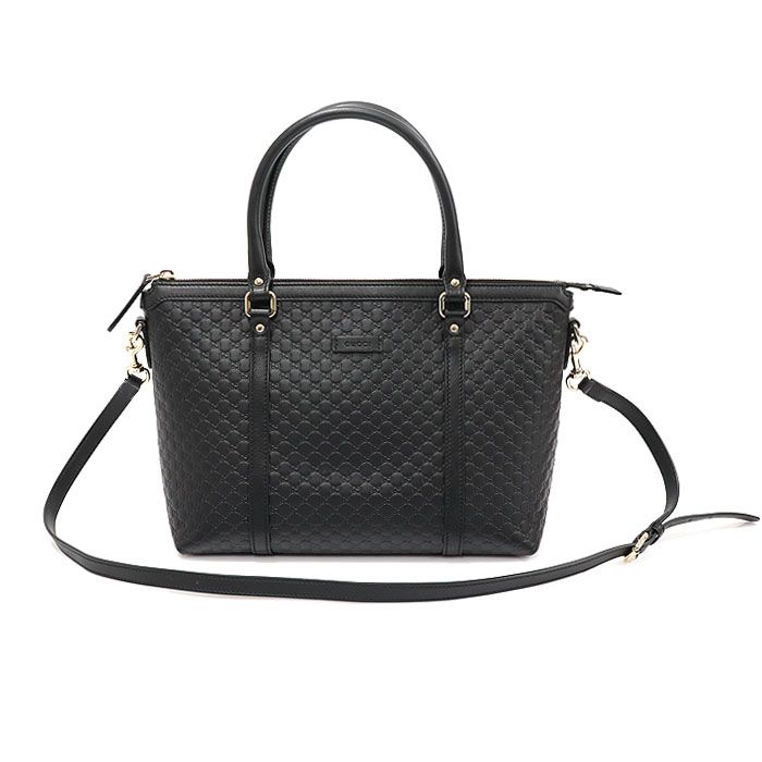 Gucci Black Microsima Leather Tote 2WAY 449656