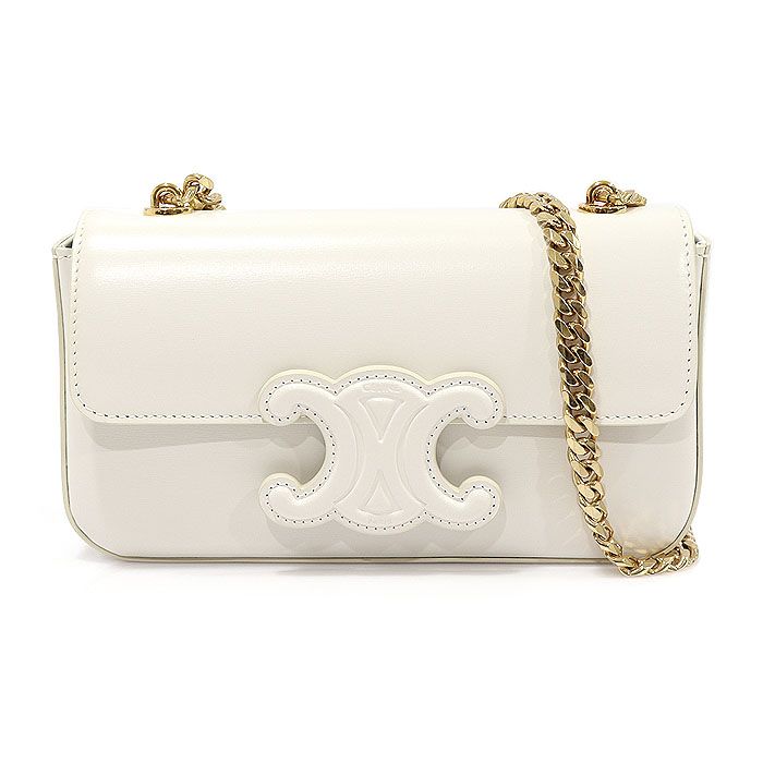 Celine Shiny Calfskin Quilted Triomphe Chain Shoulder Bag 199243BF4.01BC