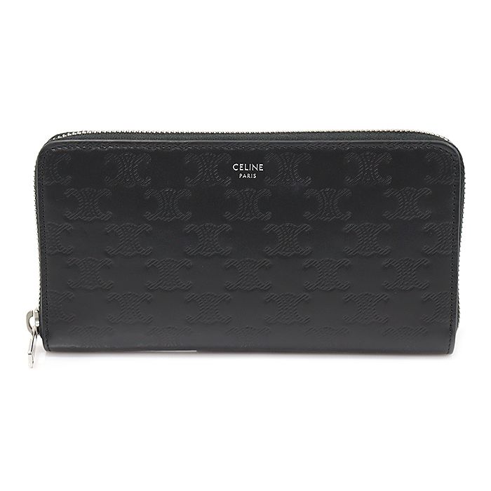 Celine Black Embossed Calfskin Straw Around Long Wallet 10B553FQC.38SI