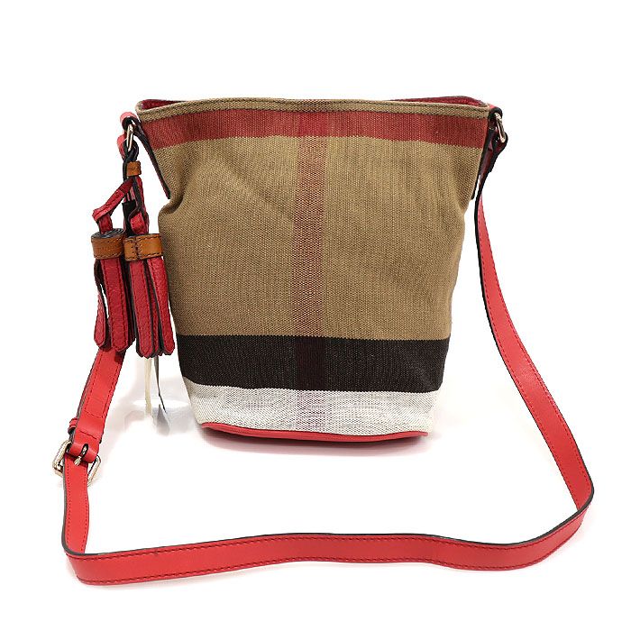 Burberry Pink Azalea Leather Check Tassel Ashby Small Hobo Shoulder Bag 39829361