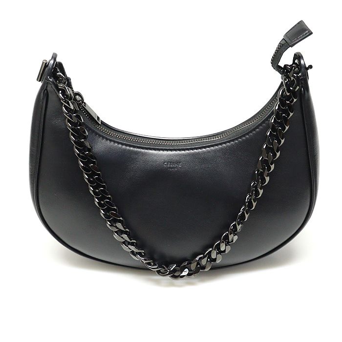 Celine AVA Black Calfskin Chain Hobo Medium Shoulder Bag 199583DGQ.38NN