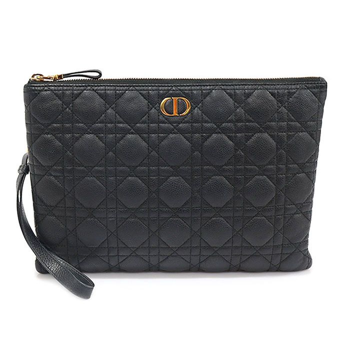 Dior Black Calfskin CARO Large Daily Pouch Clutch S5086UWHC_M900
