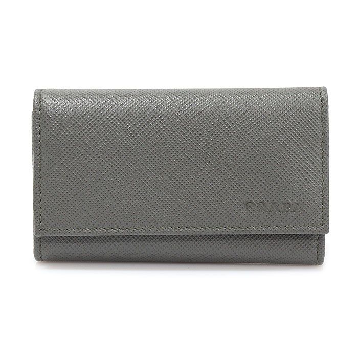 Prada Gray Saffiano Leather Key Case 6 Rings - 2PG222