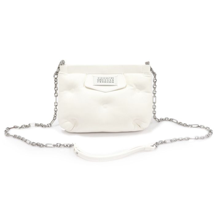 Maison Margiela White Grain Nappa Leather Glam Slam Red Carpet Chain Mini Pouch Crossbody S56WF0161