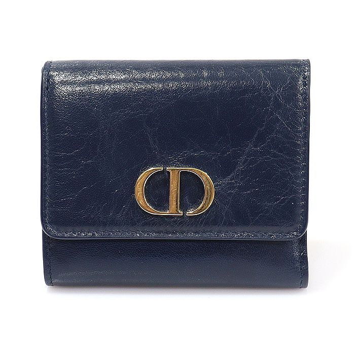 Dior Navy Crinkled Lambskin 30 MONTAIGNE Lotus Wallet S2057OMPK EP34776CD