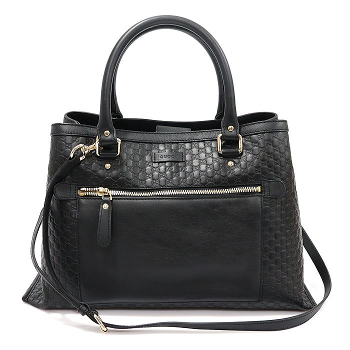 Gucci Black Micro Sima Leather Embellished Tote 2WAY 510291