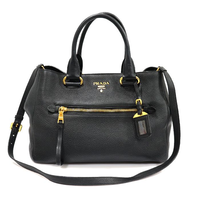 Prada Black Vittelo Daino Lettering Logo 2WAY Bag BN2793