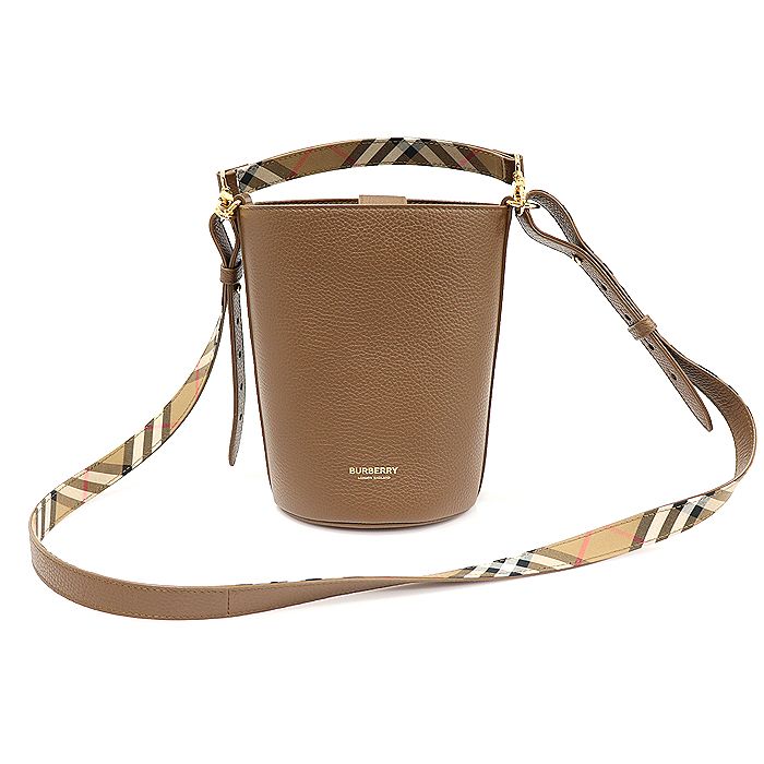 Burberry Small Bucket 2WAY Earth Brown Grainy Calfskin 80845801