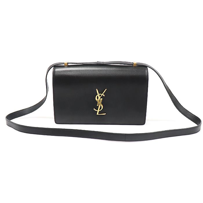 Saint Laurent Black Smooth Calfskin Gold Accent Dylan Monogram Accordion Flap Medium Shoulder Bag 601312