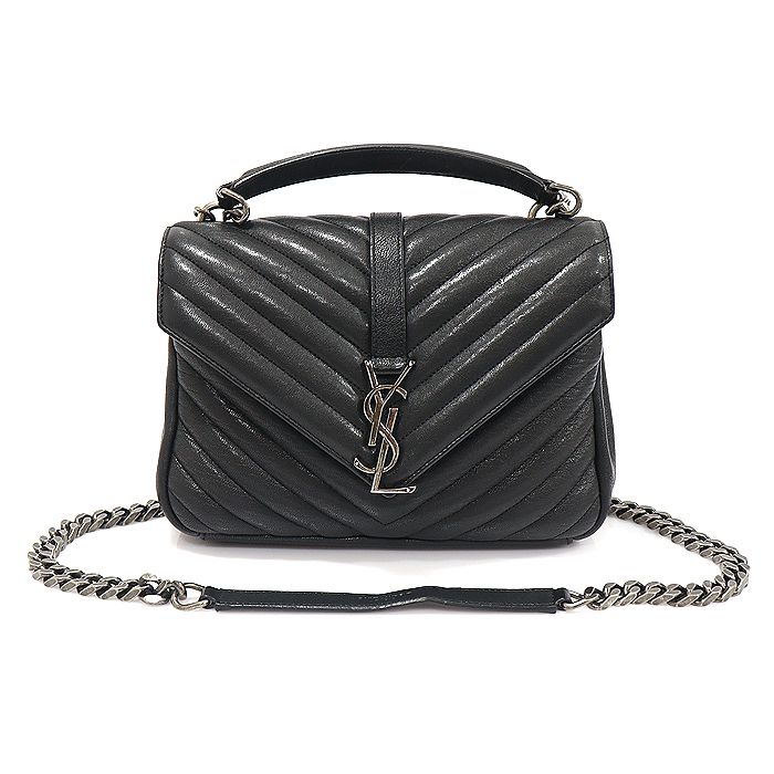 Saint Laurent Black Lambskin Monogram Matelass College Medium 2WAY Bag 428056