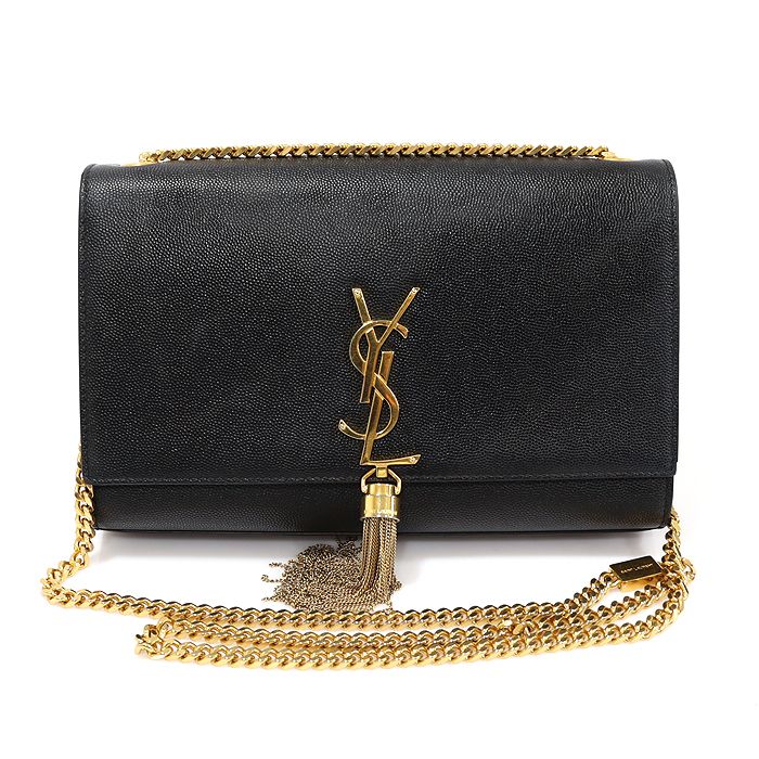 Saint Laurent Embossed Black Grand De Pudor Medium Chain Shoulder Bag 354119