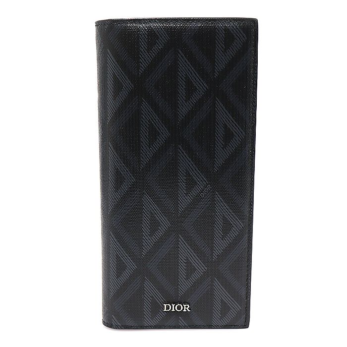 Dior Black CD Diamond Canvas Vertical Wallet H43E